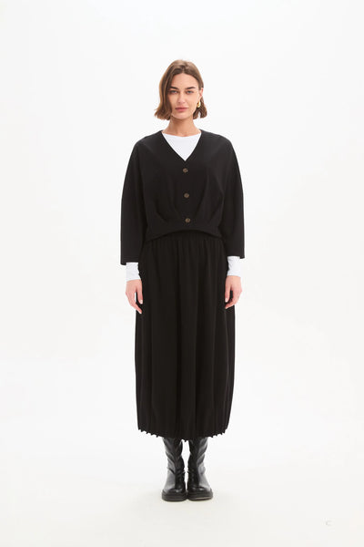 Tirelli - Pleat Hem Crop Cardigan - Black