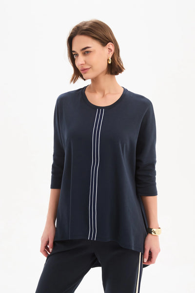 Tirelli - Stripe front 3/4 sleeve Tee