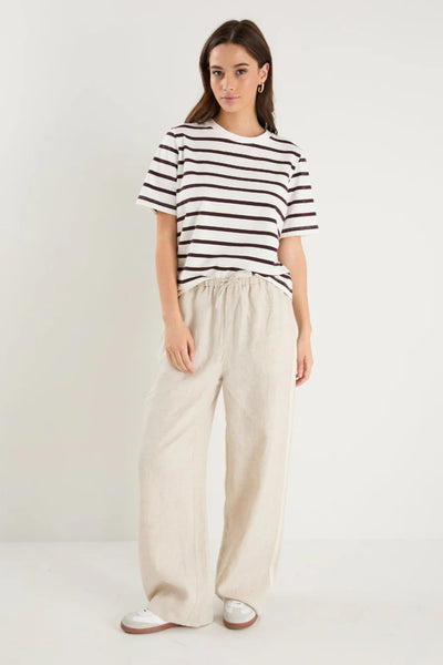 Stories to be Told - Townie Side Stripe Elastic Waist Pants - Natural - 153013