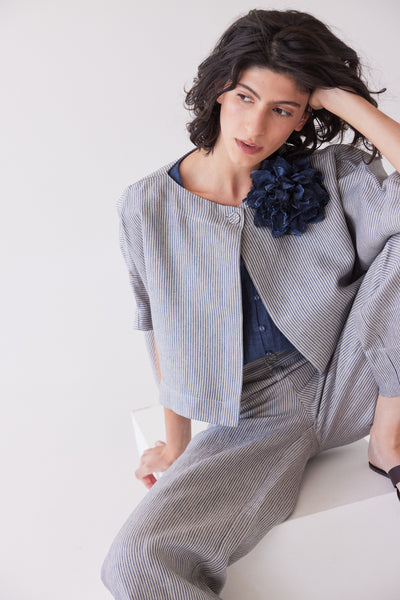 Eva's Sunday - Tussie Capelet - Chambray Stripe