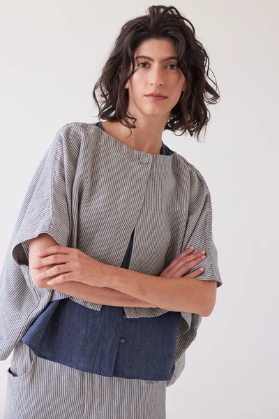 Eva's Sunday - Tussie Capelet - Chambray Stripe