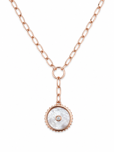 Murkani - Halcyon Shield Drop Necklace - Rose Gold