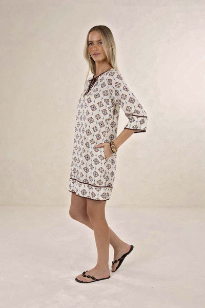 Humidity - Vintage Tales Shift Dress - Cream/Choc