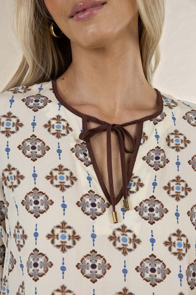 Humidity - Vintage Tales Shift Dress - Cream/Choc
