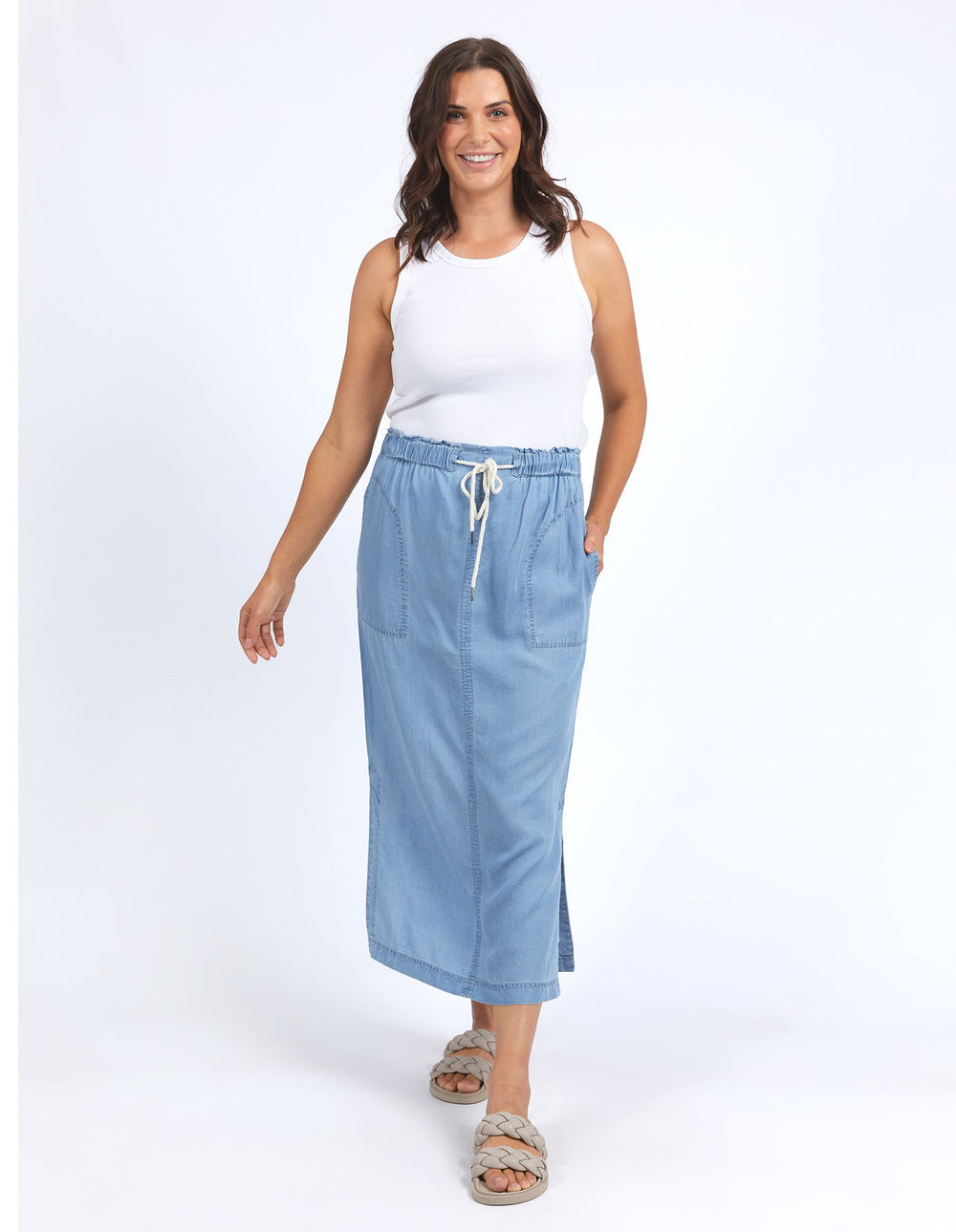 Elm - Penny Utility Skirt - Mid Blue Wash