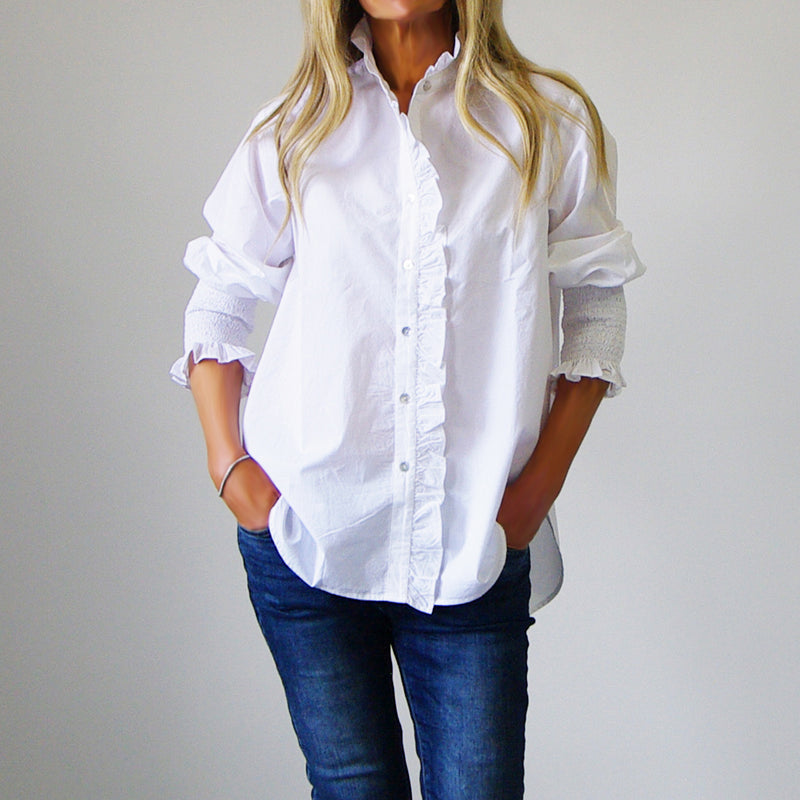 Who's Charlie - Poppy white Cotton Shirt - White