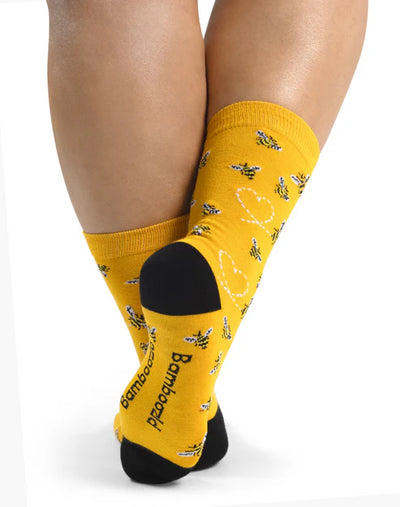 Pussyfoot - Womens Heart Bees Bamboo Sock  | Sunshine