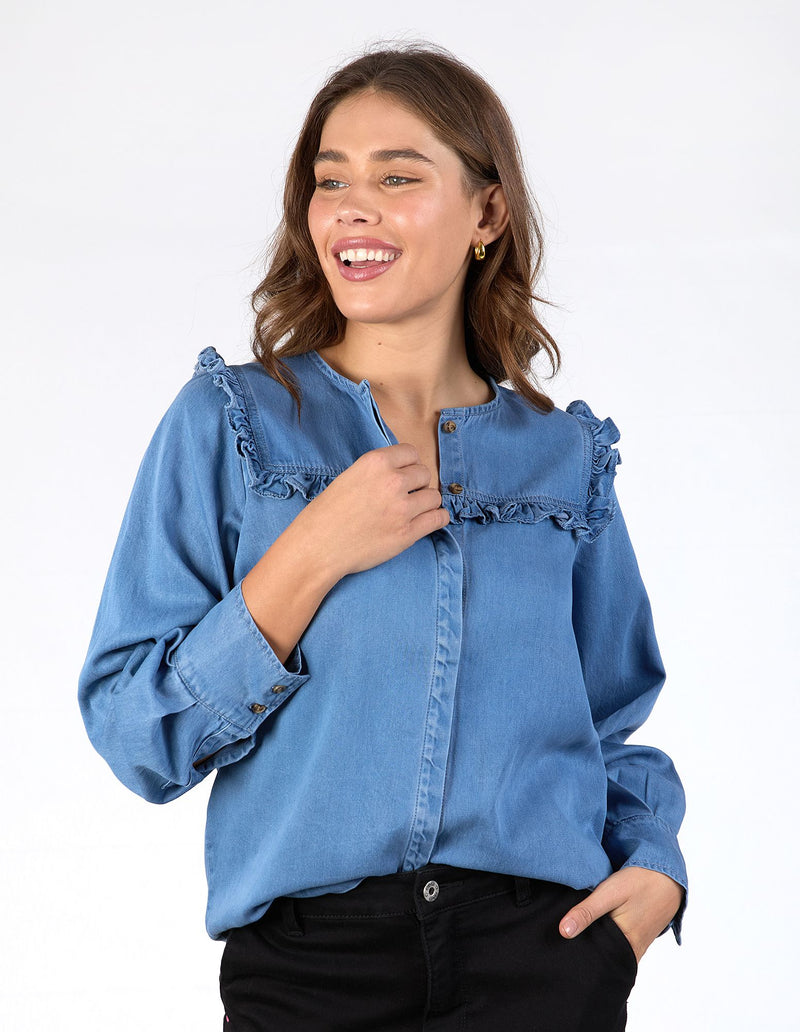 Elm - Frankie Blouse - Denim / Mid Blue Wash